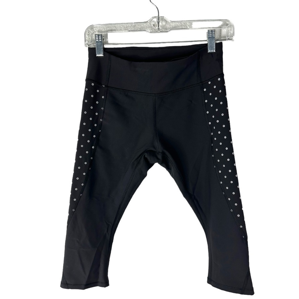 Lululemon Tight Stuff Crop Black / Sequin Dot Black Silver SZ 6
